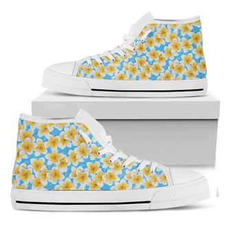 Frangipani On The Water Pattern Print White High Top Shoes - Monsterry