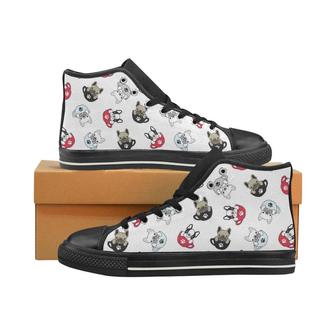 French bulldog cup paw pattern Men's High Top Shoes Black - Monsterry DE