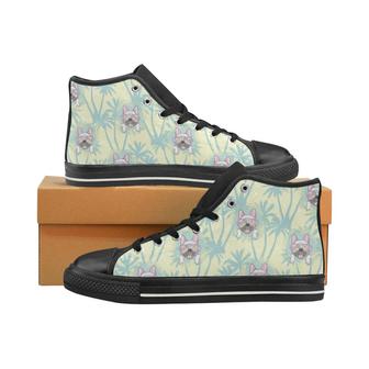 French bulldog hawaii blackground Women's High Top Shoes Black - Monsterry CA
