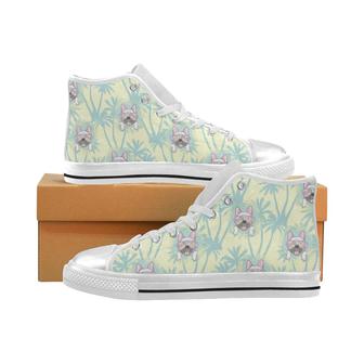 French bulldog hawaii blackground Women's High Top Shoes White - Monsterry UK