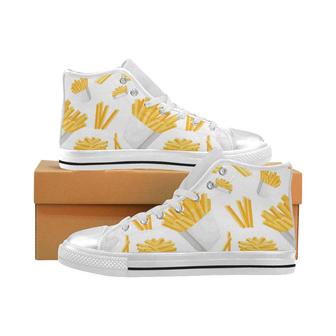 French fries white paper box pattern Women's High Top Shoes White - Monsterry DE