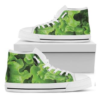 Fresh Lettuce Leaves Print White High Top Shoes - Monsterry