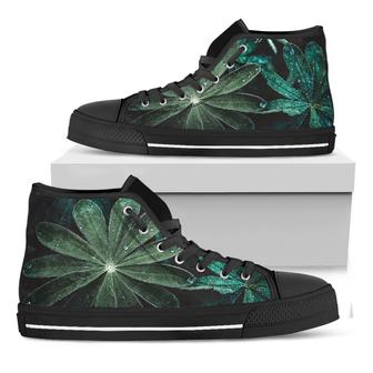 Fresh Tropical Leaf Print Black High Top Shoes - Monsterry DE