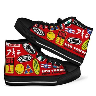 Full Decals Akira Custom Canvas Black High Top Shoes - Monsterry CA