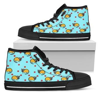 Funny Cat High Top Shoes Taco Cat Taco Pattern Blue - Monsterry UK
