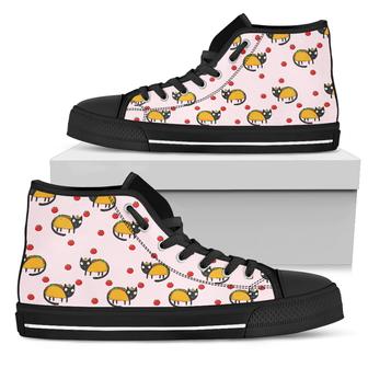 Funny Cat High Top Shoes Taco Cat Taco Pattern Pink - Monsterry DE