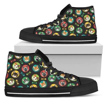 Funny Cat Women's High Top Shoes Gift For Cat Lover - Monsterry AU