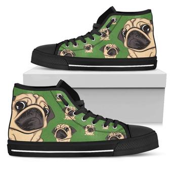 Funny Pug Dog High Top Shoes Pug Face Pattern - Monsterry AU