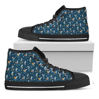 Funny Skeleton Party Pattern Print Black High Top Shoes - Monsterry DE