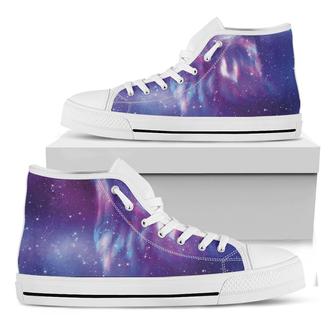 Galaxy Howling Wolf Spirit Print White High Top Shoes - Monsterry UK
