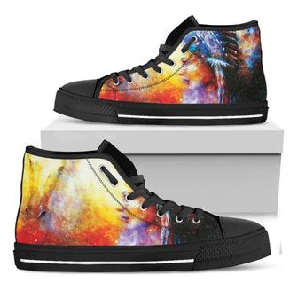 Galaxy Native Indian Woman Print Black High Top Shoes - Monsterry UK