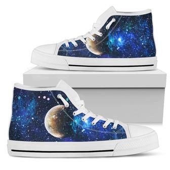 Galaxy Stardust Planet Space Print Women High Top Shoes - Monsterry UK