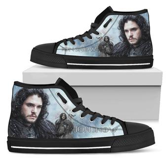 Game Of Thrones Jonsnow Black Lover Shoes Gift For Fan High Top Shoes For Men And Women | Favorety