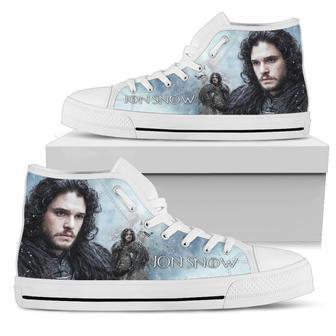 Game Of Thrones Jonsnow White Lover Shoes Gift For Fan High Top Shoes For Men And Women | Favorety UK