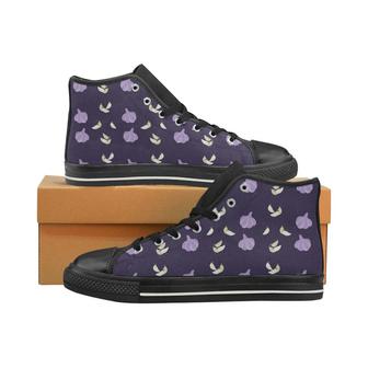 Garlic Pattern Background Theme Women's High Top Shoes Black - Monsterry
