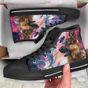 German Shepherd Dog Sneakers Colorful High Top Shoes Gift idea - Monsterry CA