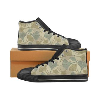Ginkgo leaves design pattern Women's High Top Shoes Black - Monsterry CA