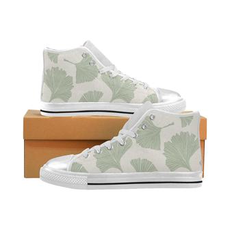 Ginkgo leaves pattern Women's High Top Shoes White - Monsterry UK