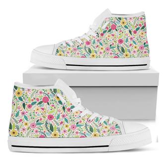 Girly Spring Flower Pattern Print White High Top Shoes - Monsterry DE