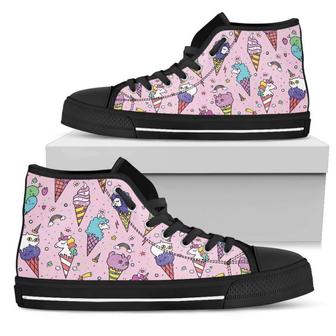 Girly Unicorn Ice Cream Men's High Top Shoes - Monsterry AU
