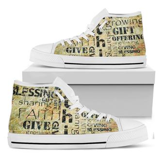 Giving And Tithing Religious Words Print White High Top Shoes - Monsterry DE