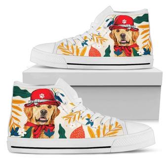 Golden Retriever Dog Sneakers Women High Top Shoes Funny Gift - Monsterry