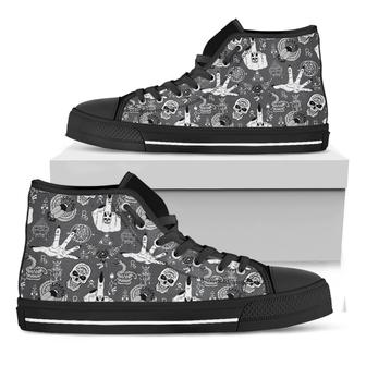 Gothic Wicca Curse Print Black High Top Shoes - Monsterry AU