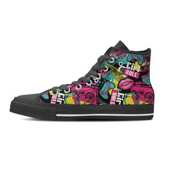 Graffiti Abstract Hiphop Lip Men's High Top Shoes - Monsterry UK