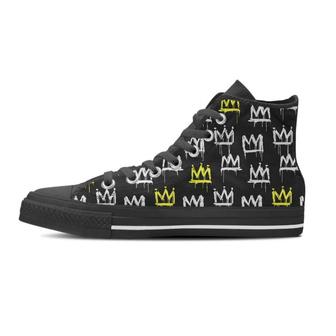 Graffiti Hiphop White And Yellow Crown Print Men's High Top Shoes - Monsterry DE