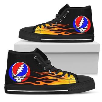 Grateful Dead High Top Shoes Flame Sneakers Music Fan Gift | Favorety