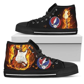 Grateful Dead Sneakers Fire Guitar High Top Shoes For Music Fans | Favorety