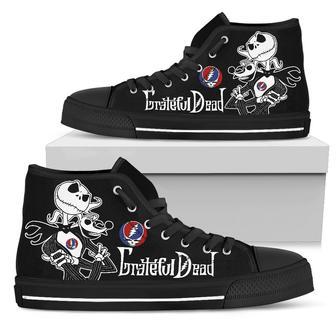 Grateful Dead Sneakers Jack Skellington High Top Shoes Idea Gift | Favorety