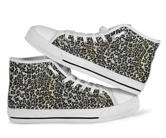 Gray Cheetah Leopard Men Women'S High Top Shoes - Monsterry UK