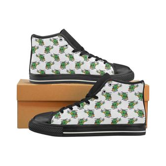 Green Amy Helicopter Pattern Men's High Top Shoes Black - Monsterry AU