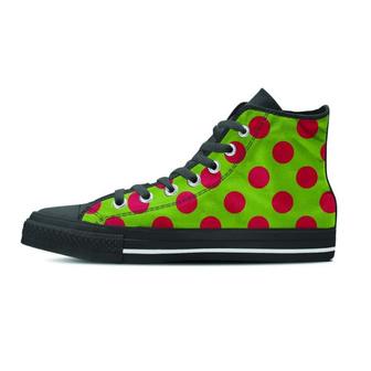 Green And Red Polka Dot Men's High Top Shoes - Monsterry CA
