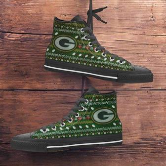 Green Bay Packers Ugly Christmas Style Canvas High Top Shoes Sneakers | Favorety