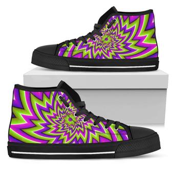 Green Big Bang Moving Optical Illusion Men's High Top Shoes - Monsterry AU