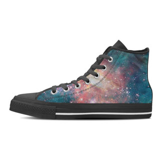 Green Cosmic Space Galaxy Men's High Top Shoes - Monsterry