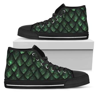 Green Dragon Scales Pattern Print Men's High Top Shoes - Monsterry