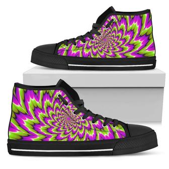 Green Explosion Moving Optical Illusion Women's High Top Shoes - Monsterry DE
