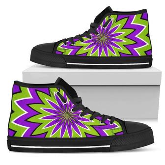 Green Flower Moving Optical Illusion Women's High Top Shoes - Monsterry UK