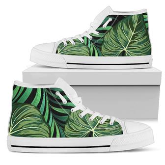 Green Fresh Tropical Palm Leaves Women High Top Shoes - Monsterry DE