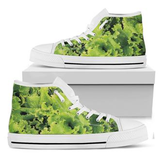 Green Lettuce Salad Print White High Top Shoes - Monsterry UK