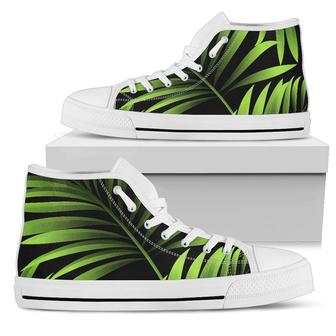 Green Neon Tropical Palm Leaves Women High Top Shoes - Monsterry AU