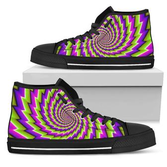 Green Twisted Moving Optical Illusion Women's High Top Shoes - Monsterry UK