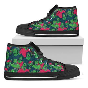 Green Walking Zombie Print Black High Top Shoes - Monsterry CA