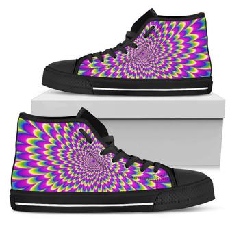 Green Wave Moving Optical Illusion Women's High Top Shoes - Monsterry CA