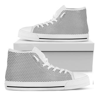Grey And White Zigzag Pattern Print White High Top Shoes - Monsterry CA