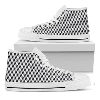 Grey Geometric Cube Shape White High Top Shoes - Monsterry CA