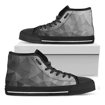 Grey Polygonal Geometric Print Black High Top Shoes - Monsterry AU